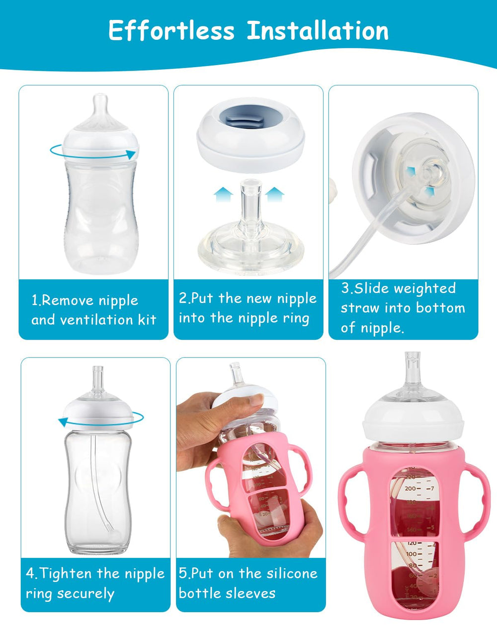 XUNICUTE leak-proof straw spouts reduce spills during travel