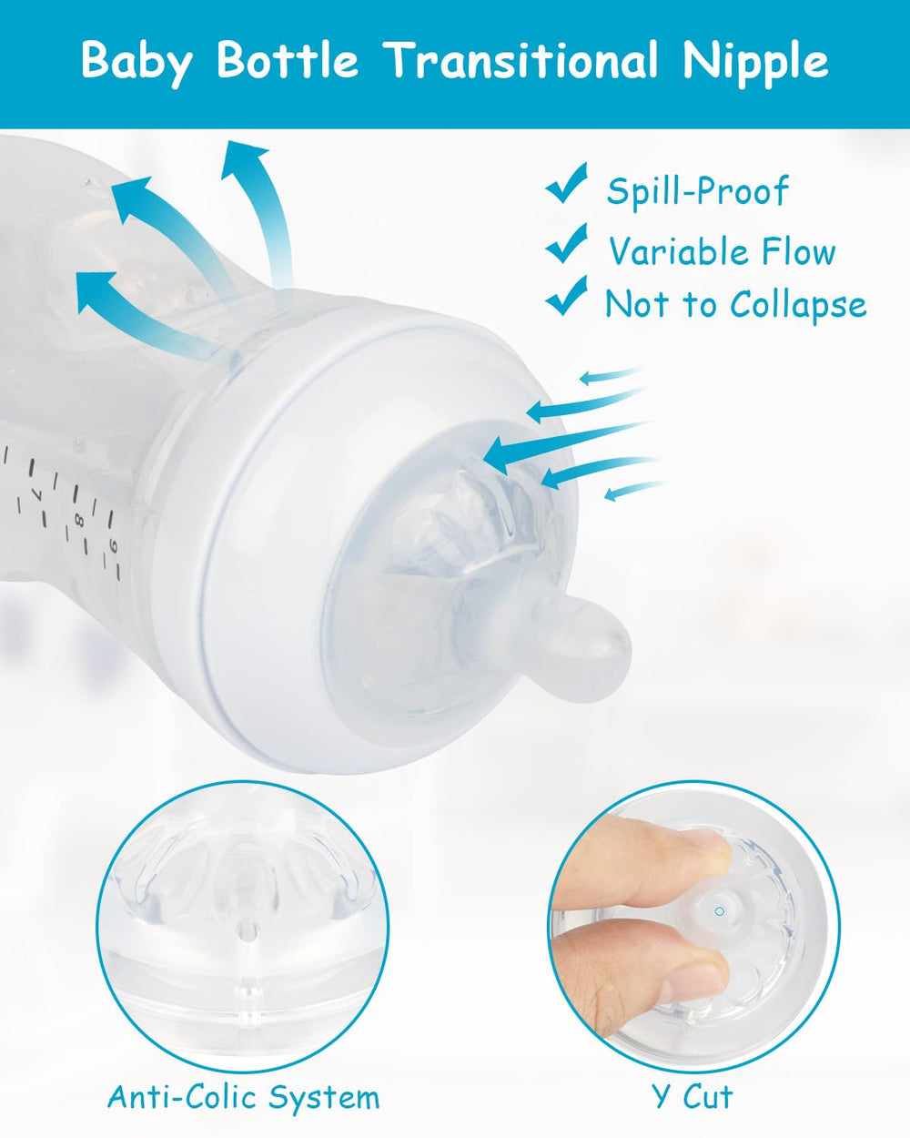 XUNICUTE medium-flow nipple mimics breastfeeding for steady baby pace.