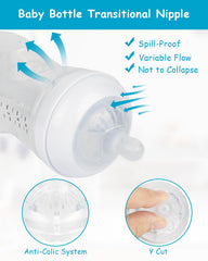 XUNICUTE medium-flow nipple mimics breastfeeding for steady baby pace.