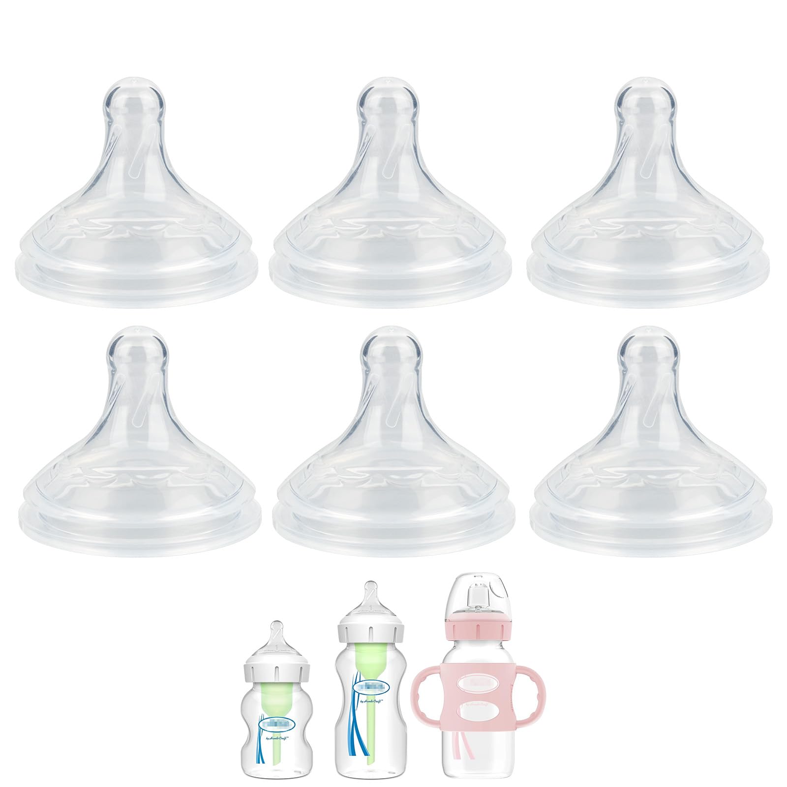 XUNICUTE silicone nipple for Dr. Brown's wide-neck bottles with Level 3 flow for 6 months and up.