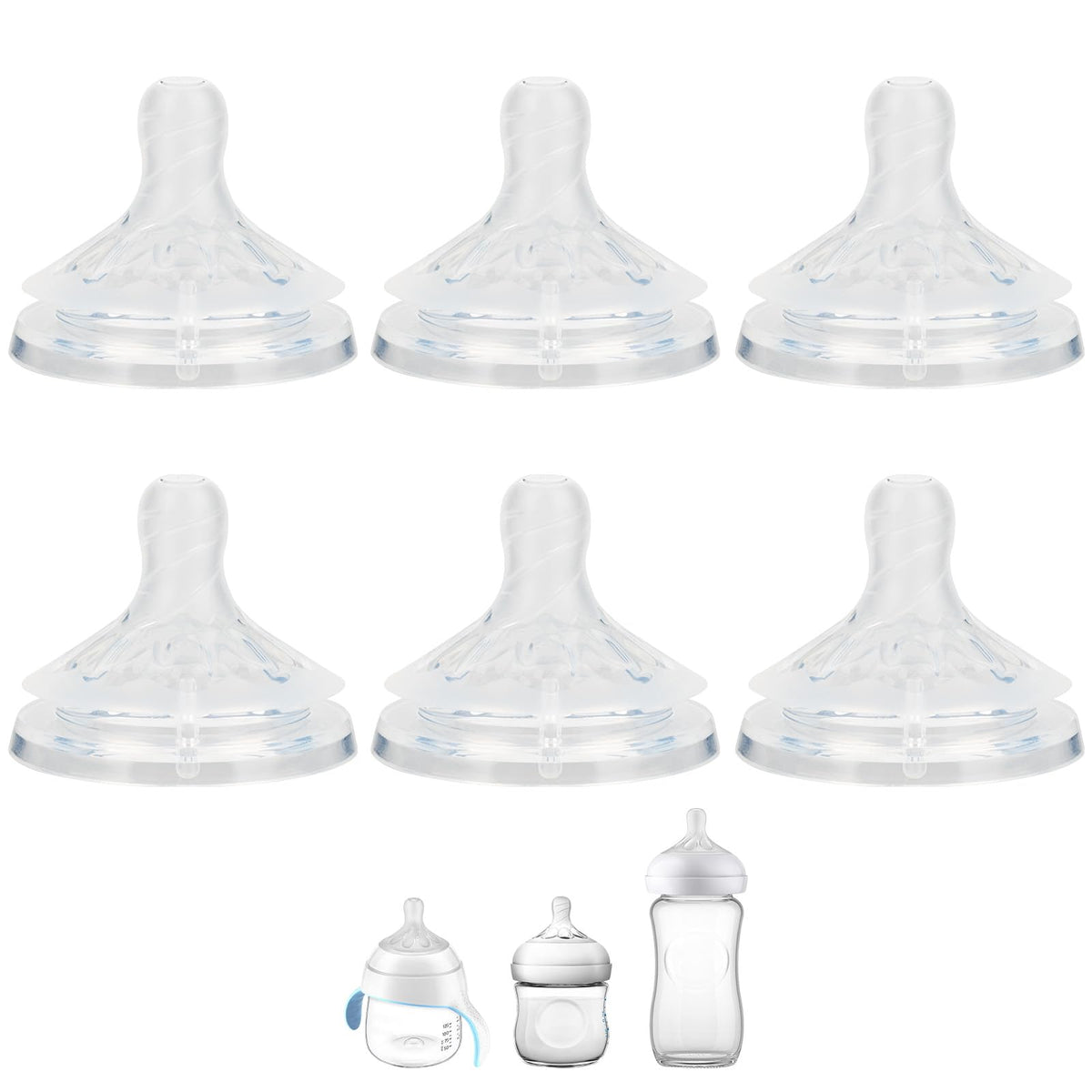 XUNICUTE silicone nipple Flow 3 for Philips Avent, six-pack, easy feeding.