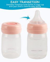 XUNICUTE silicone nipple resting against baby's lips during feeding scene