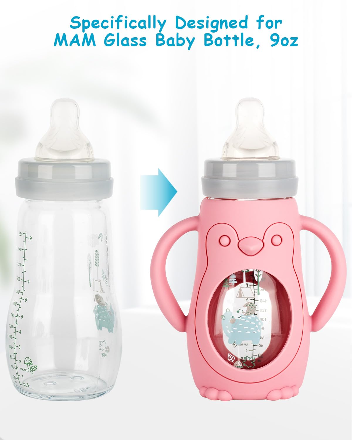 XUNICUTE silicone sleeve offers gentle grip for easier bottle handling