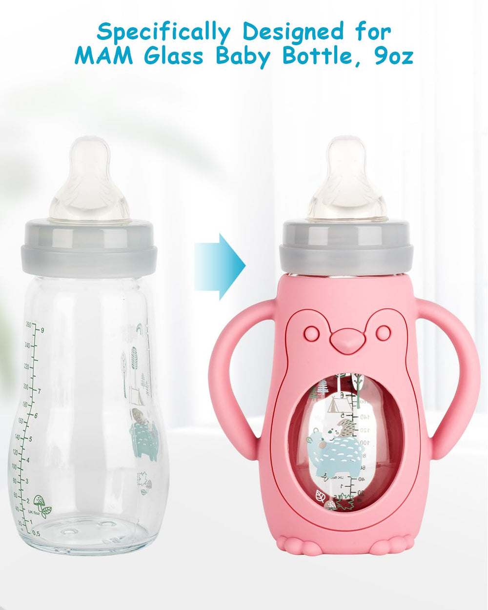 XUNICUTE silicone sleeve offers gentle grip for easier bottle handling