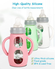 XUNICUTE pink silicone sleeve for MAM 9oz bottle helps keep milk warm longer