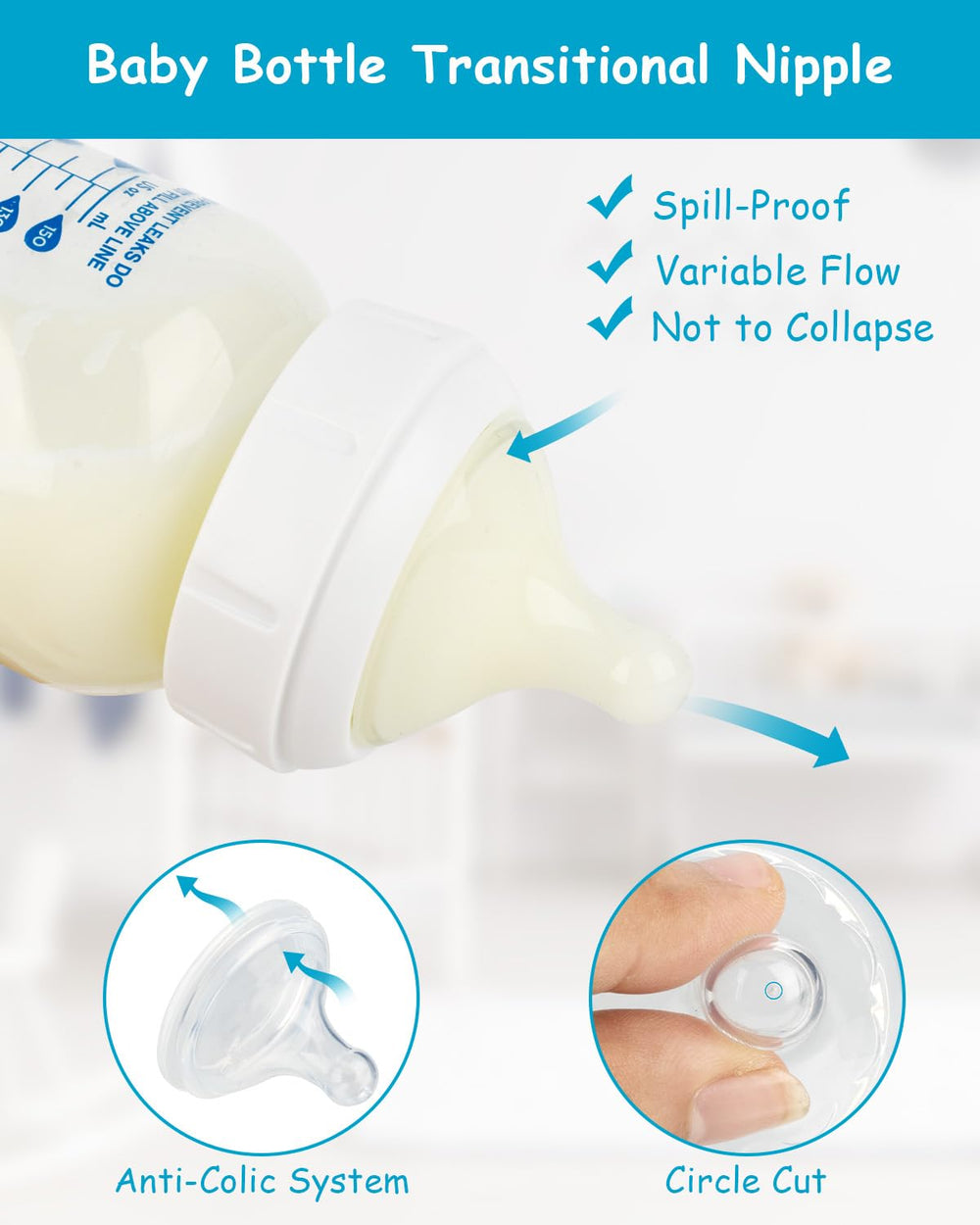 XUNICUTE nipple compatible with Dr. Brown's Natural Wide-Neck bottles for easy swaps.