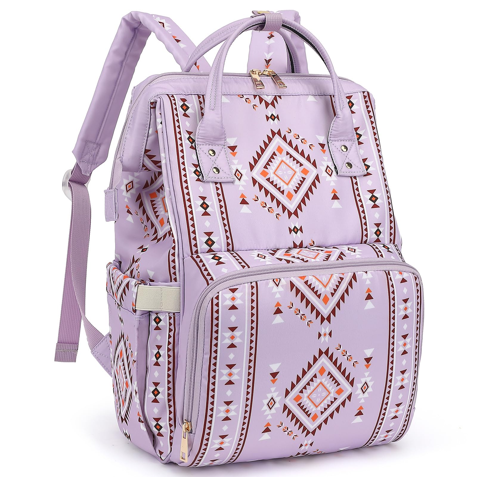 Xunteny Boho Diaper Bag Backpack with stroller straps for hands-free travel