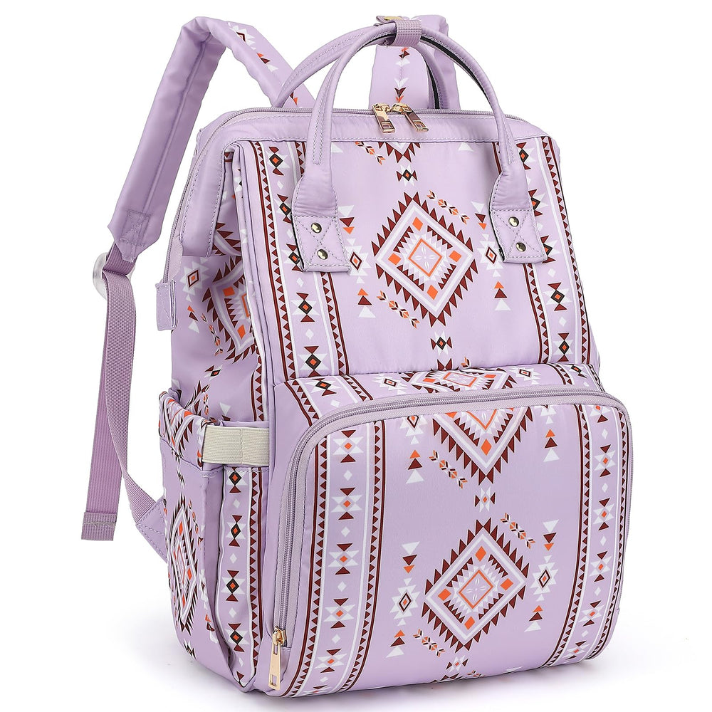 Xunteny Boho Diaper Bag Backpack with stroller straps for hands-free travel