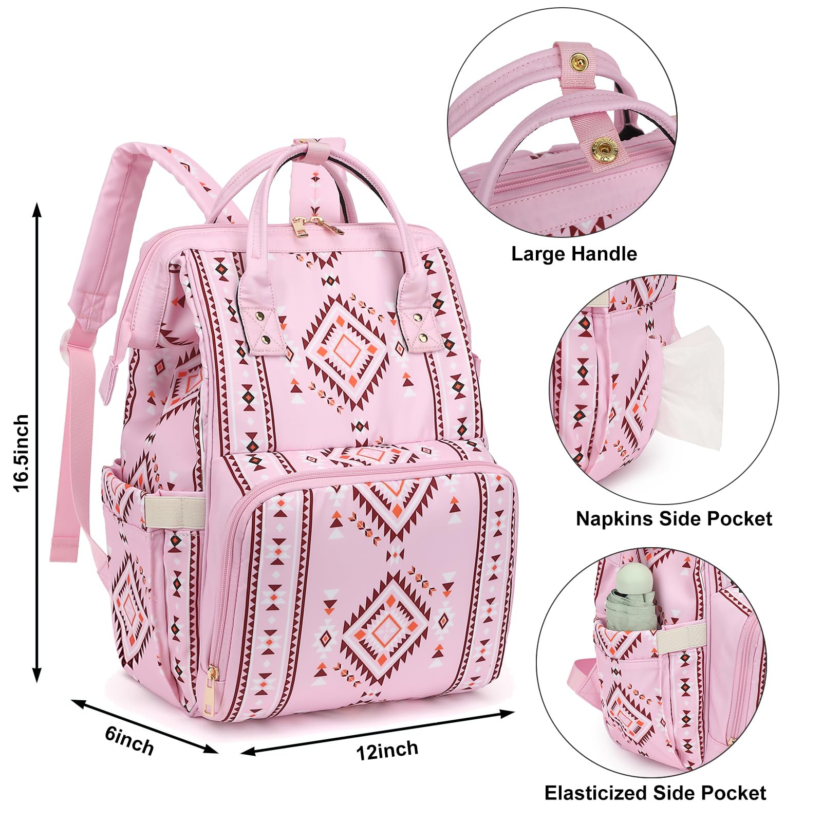 Xunteny diaper bag backpack dimensions 12x5.9x16.5 inches for roomy packing.