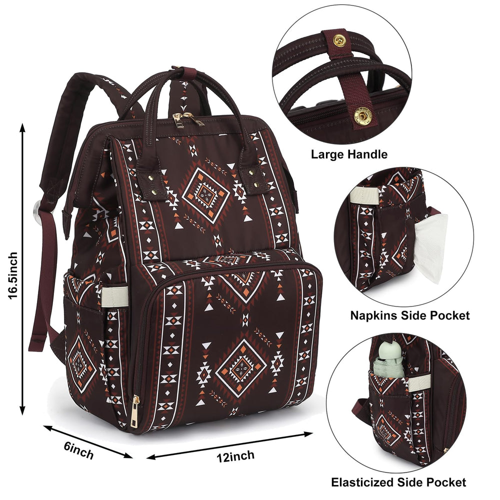 Xunteny Boho Diaper Bag dimensions 12x5.9x16.5 inches spacious