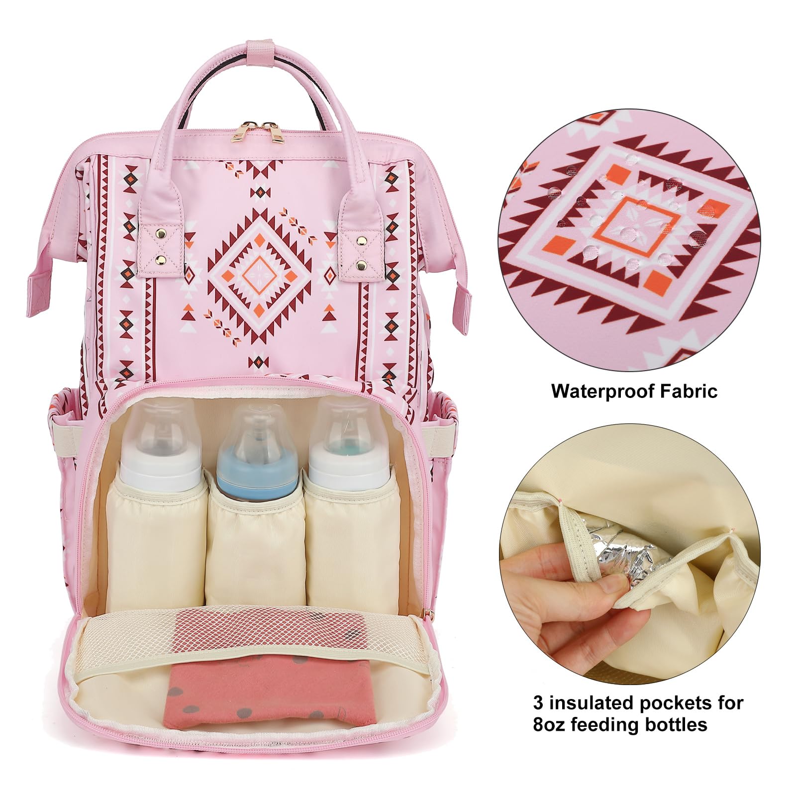 Xunteny diaper bag with stroller straps for hands-free on-the-go parenting.