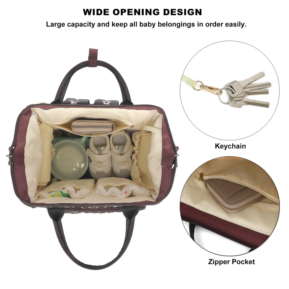 Xunteny Boho Diaper Bag wet-dry pocket separates damp items