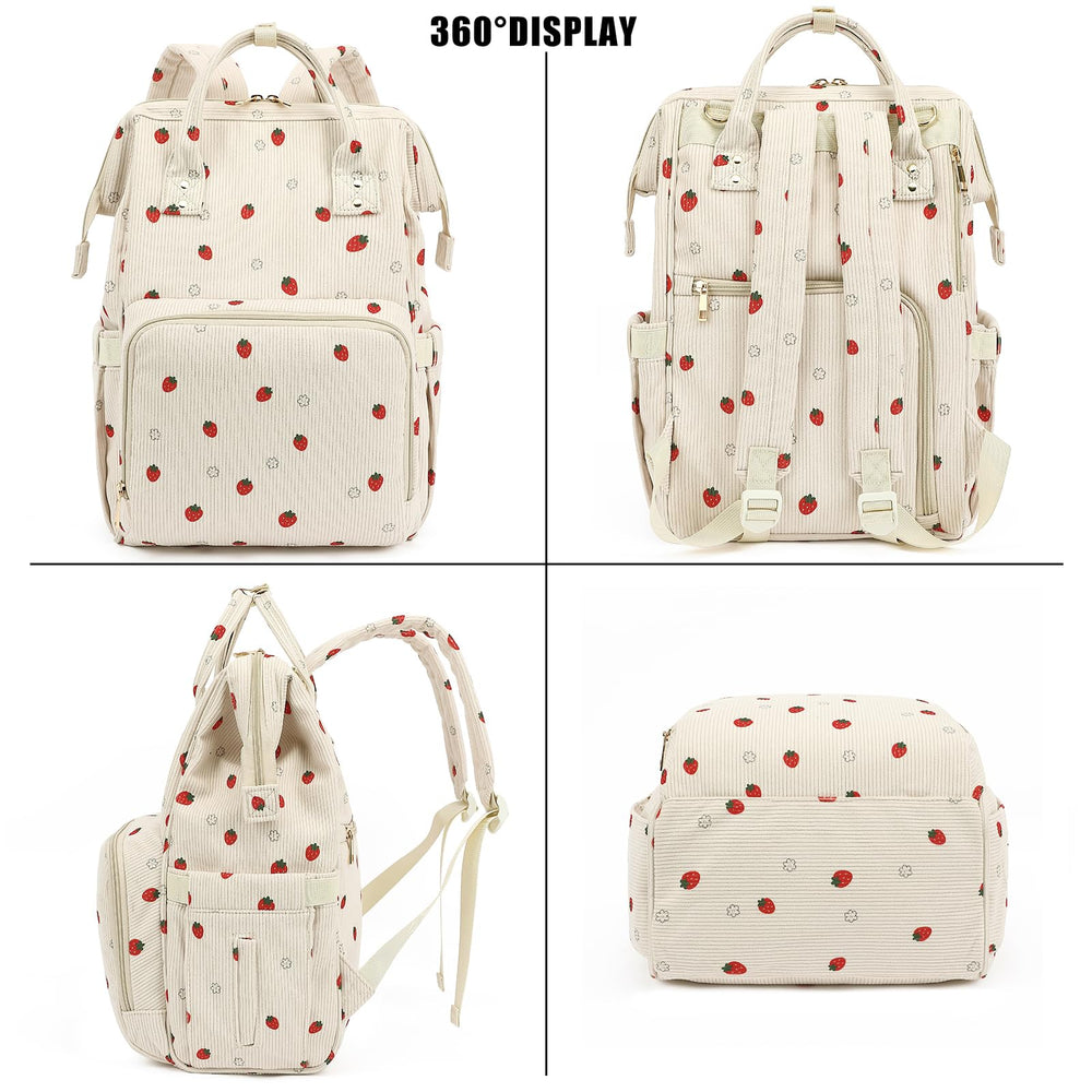 Xunteny corduroy diaper bag backpack large capacity fits diapering needs and baby gear.
