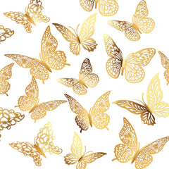 XUNXMAS 3D gold butterfly wall decor closeup highlights intricate metallic cutouts for a striking room accent