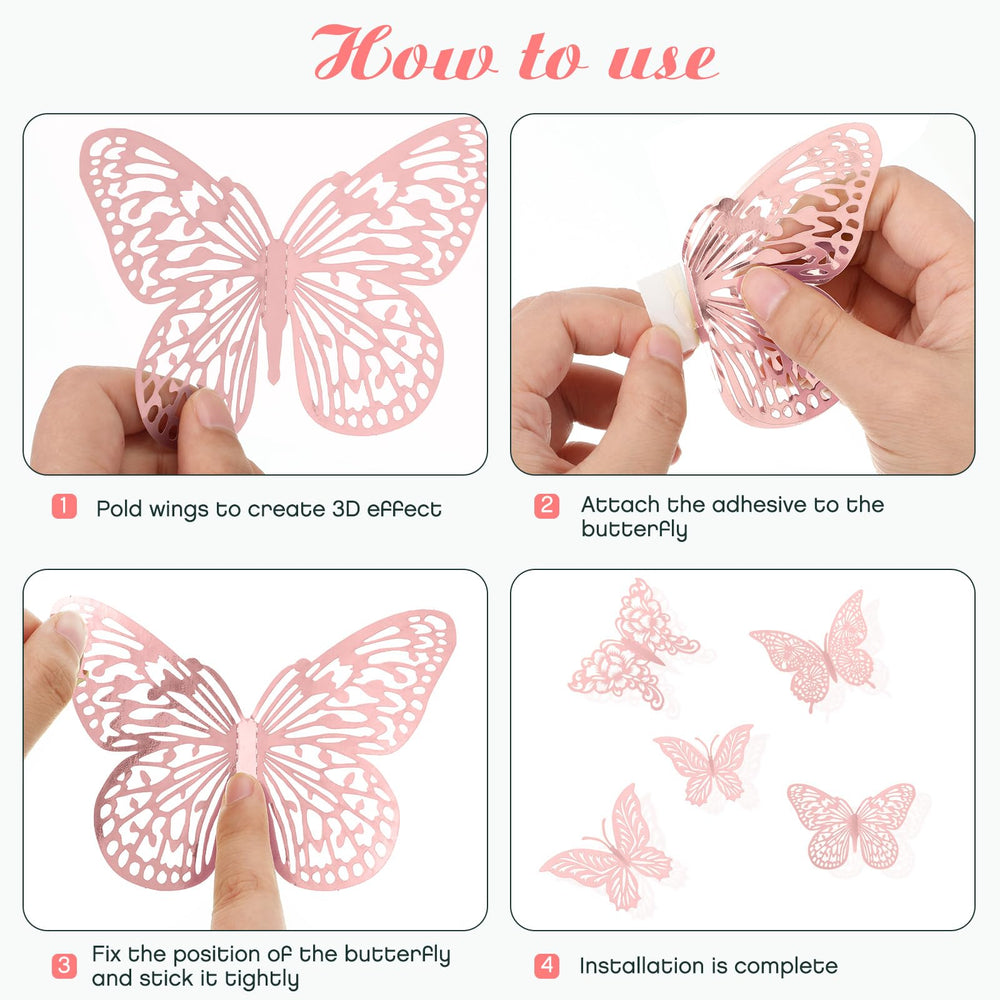 XUNXMAS removable adhesive butterflies are wall-safe and reusable.