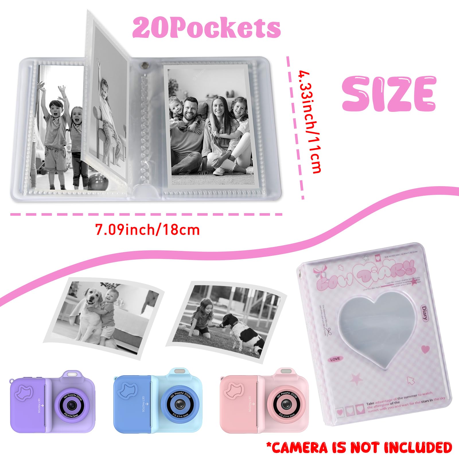 Xuweicn Mini Photos Album open book view for easy browsing.