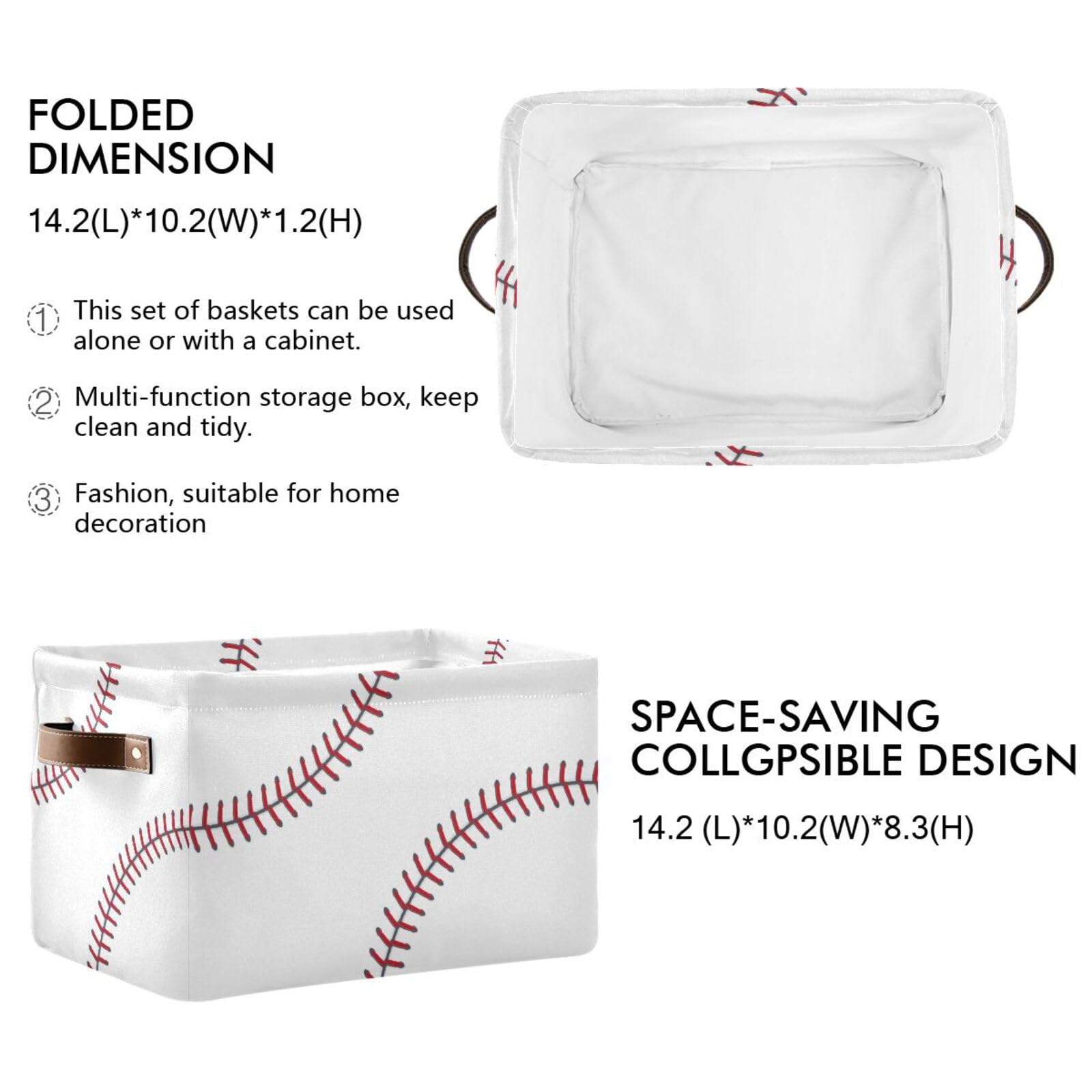 XUWU canvas storage bin with sturdy PU leather handles for portable use