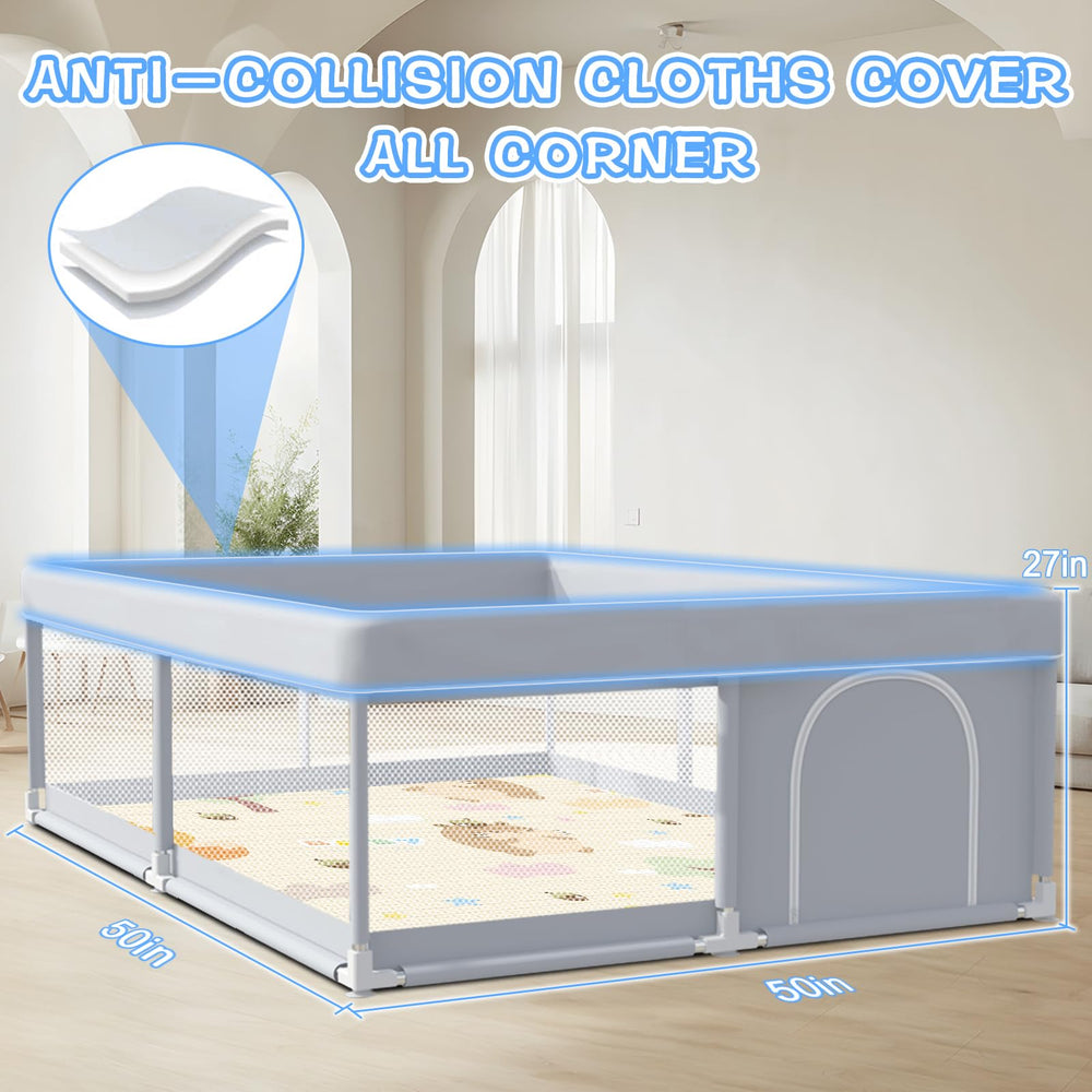XVISHX playpen top view showing 360° visibility for easy monitoring.
