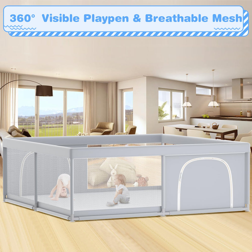 XVISHX baby playpen 360-degree vision design enables easy monitoring