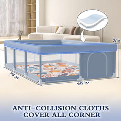 XVISHX 74x50 side angle shows easy access for toddlers and caregivers.