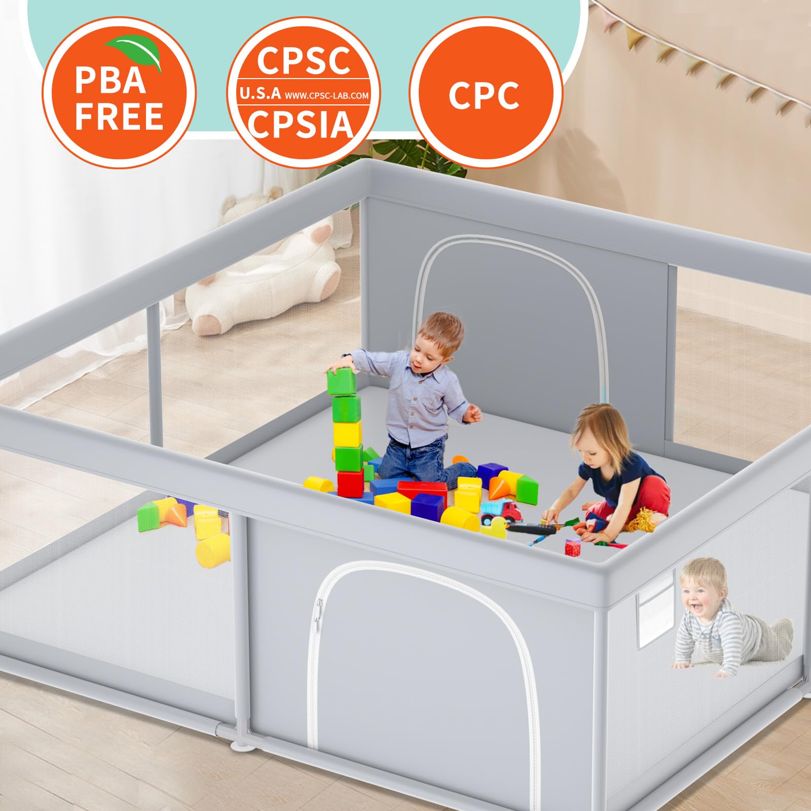 XVISHX Playpen BPA-free frame supports safe use