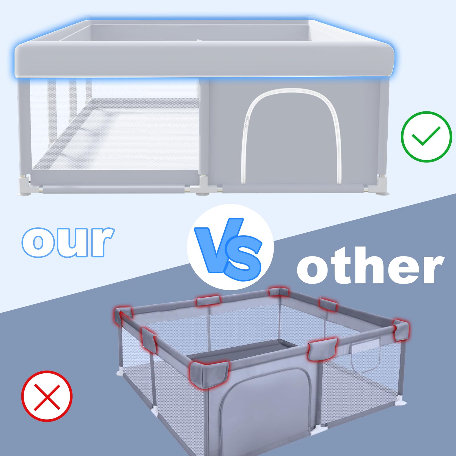 Easy tool-free assembly of XVISHX baby playpen