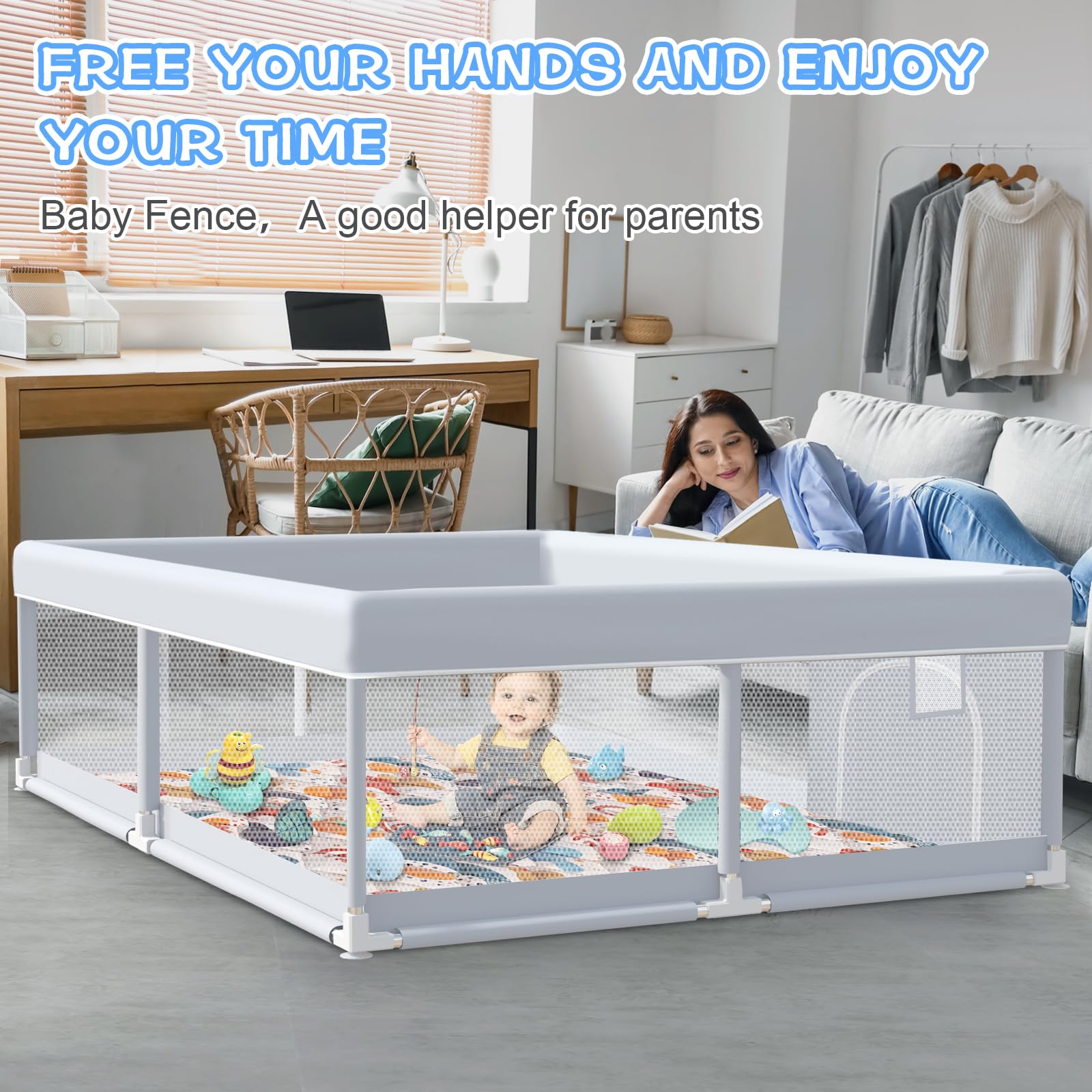 XVISHX baby playpen suitable for indoor and outdoor use.
