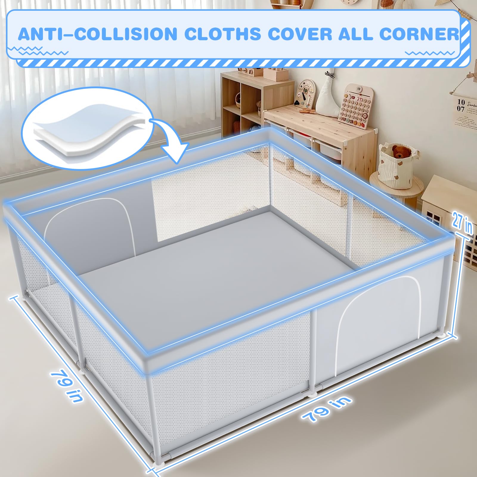 XVISHX baby playpen portable storage makes travel easy