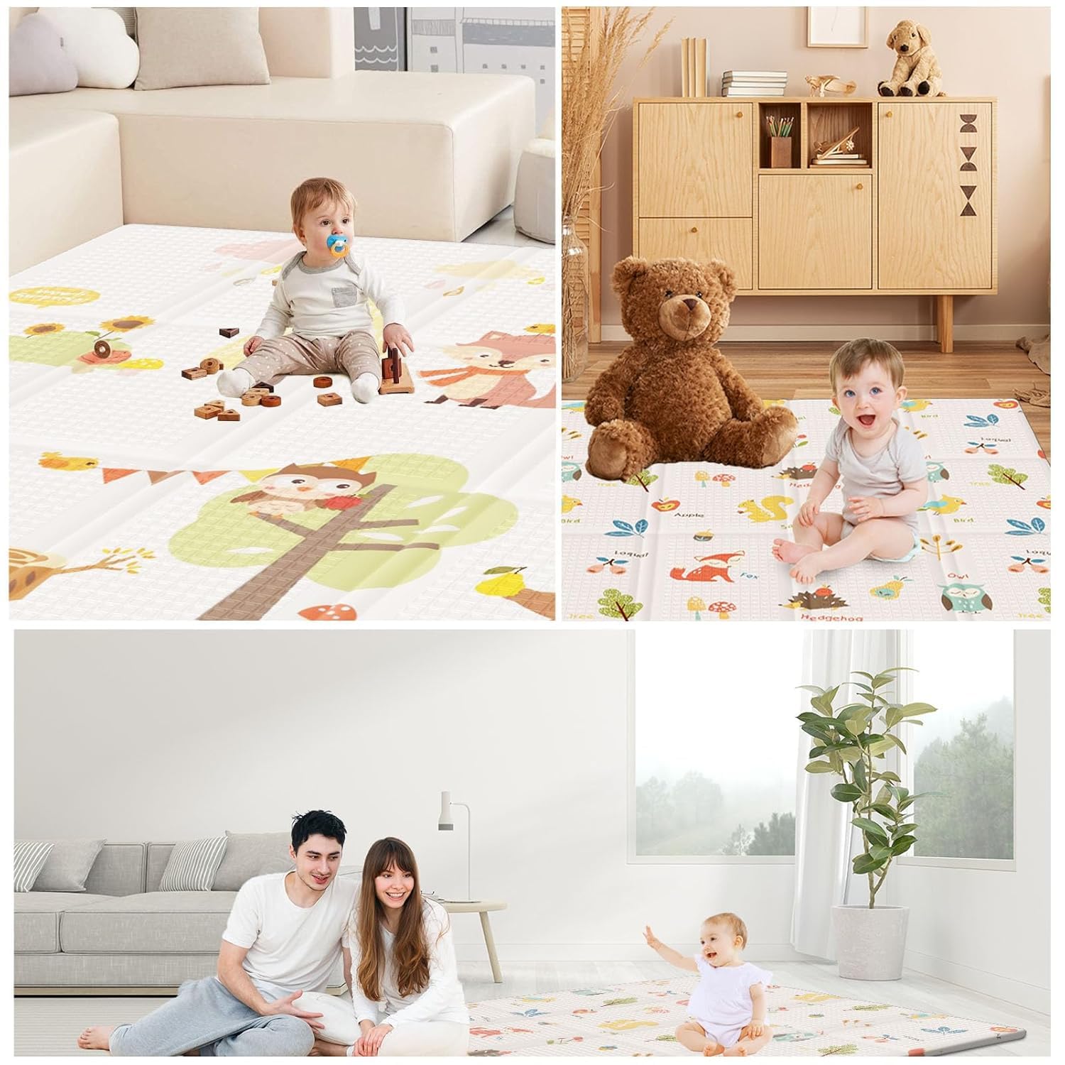 XVISHX play mat set up with a baby playpen for a defined area