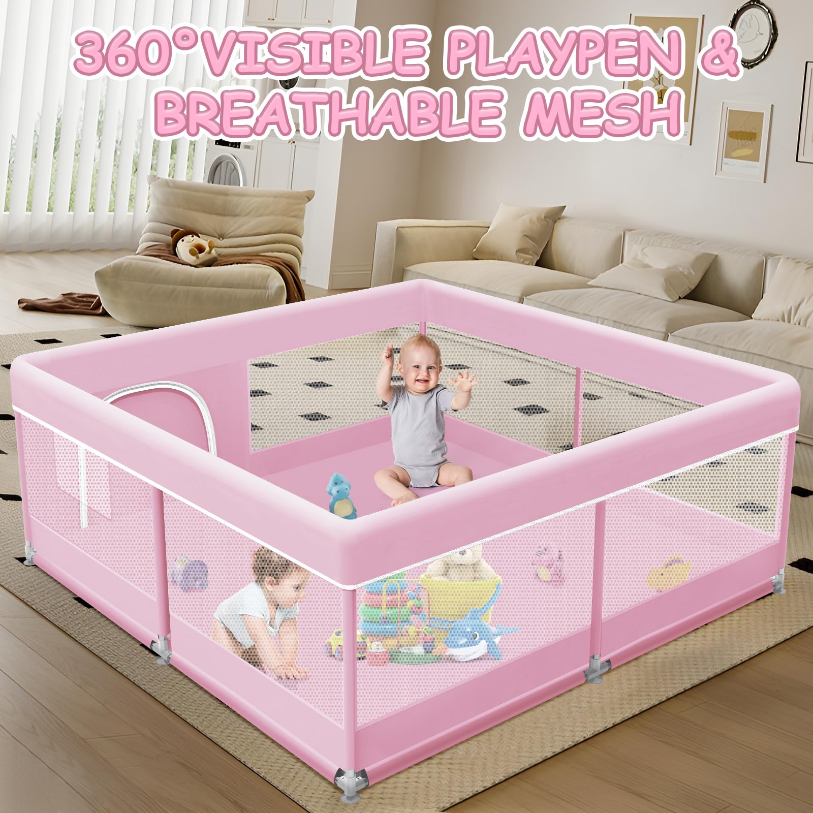 XVISHX easy-assembly playpen fits together without tools