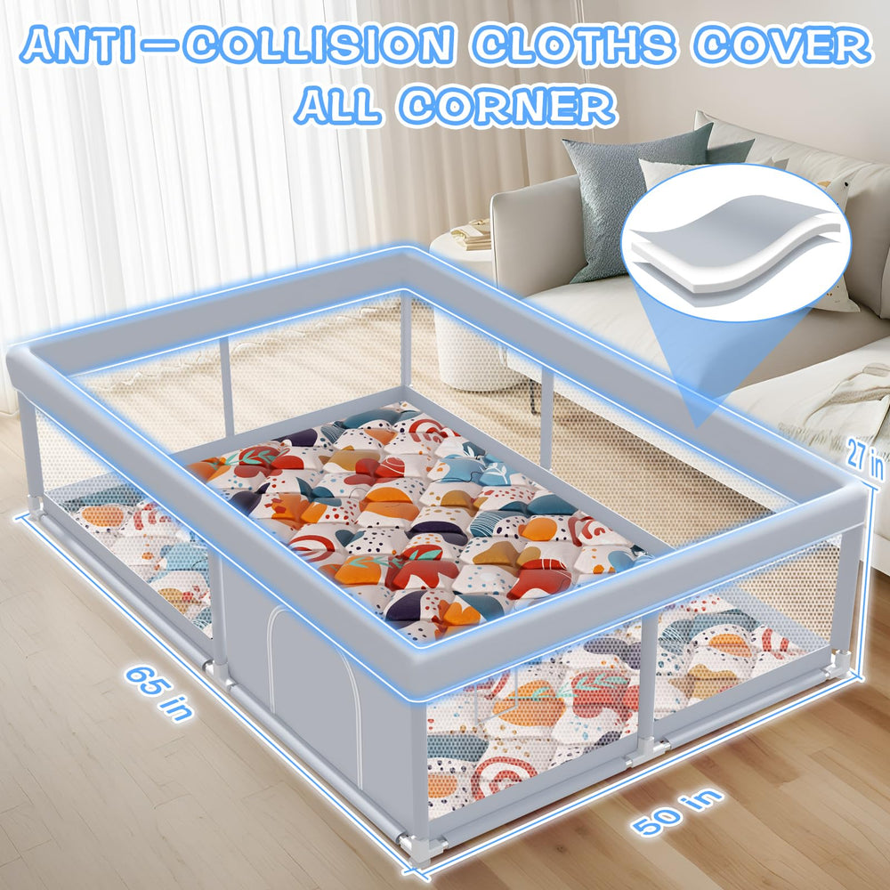 XVISHX playpen mat included for comfortable crawling and resting.