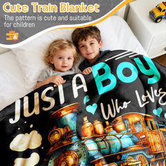 Xvx-Boom cartoon train engine blanket is perfect for nap time and snuggles.