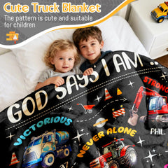 Xvx-Boom God Says I Am verse print blanket supports comforting bedtimes
