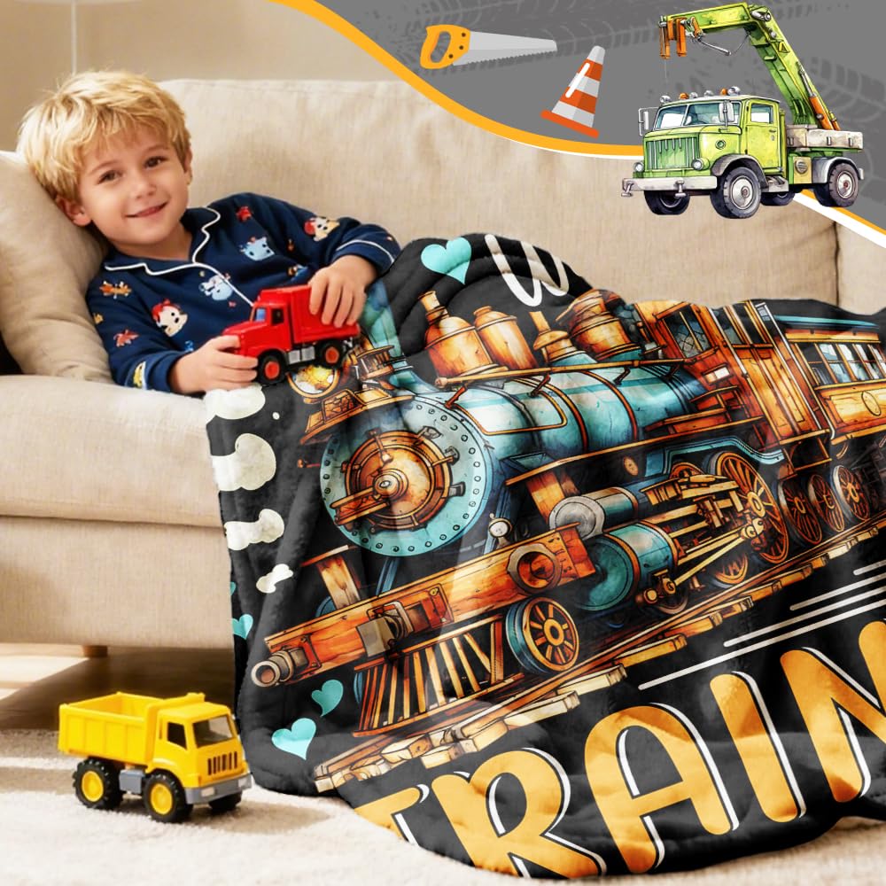 Xvx-Boom railway pattern blanket brightens living rooms and beds.