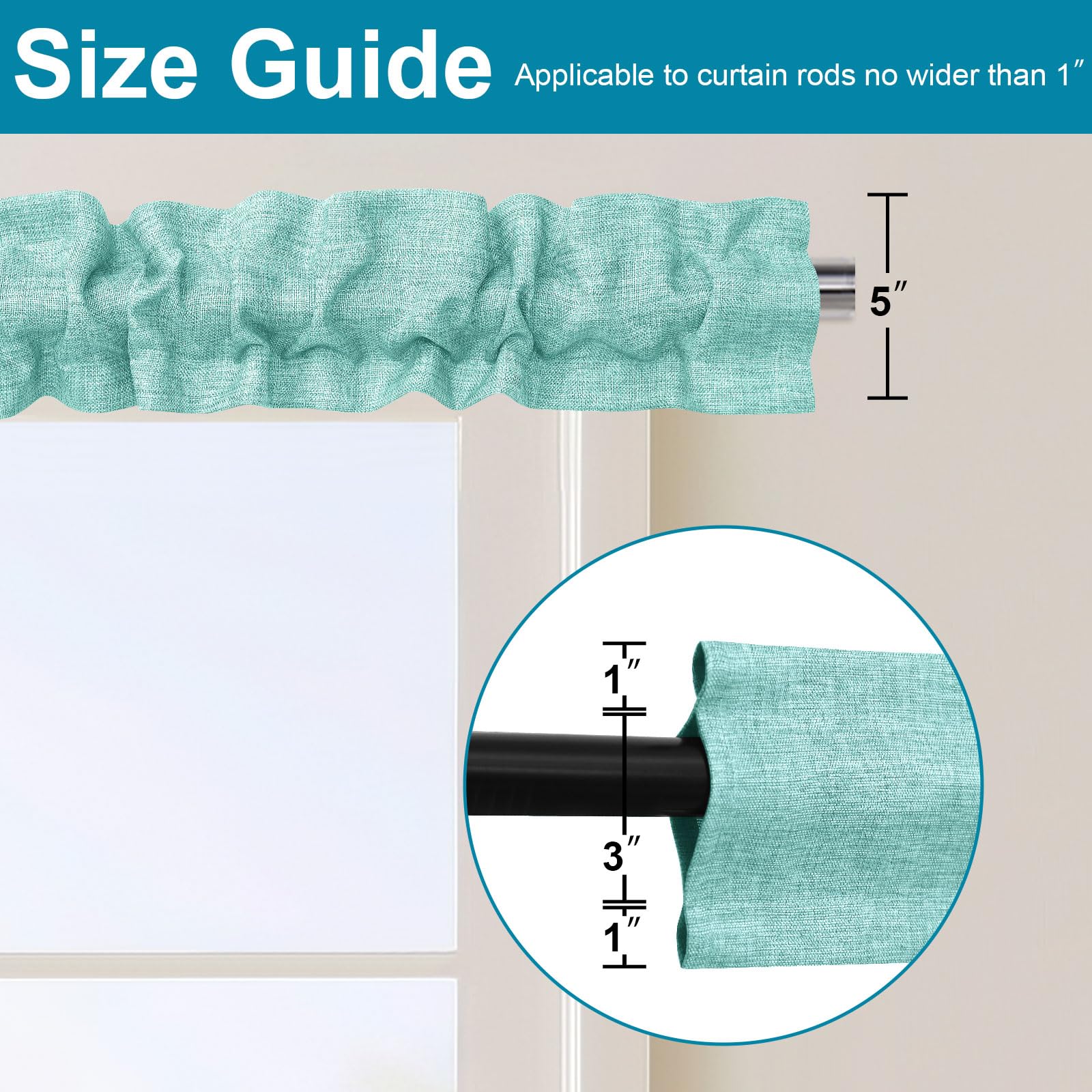 XWZO sleeve topper shows a 3 inch pole pocket for quick hanging.