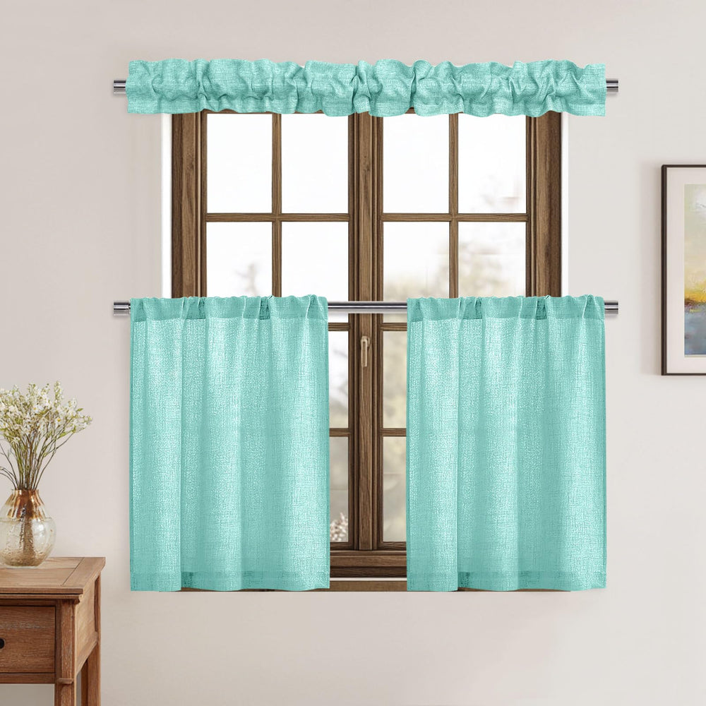 XWZO faux linen valance adds cozy, layered look to dining rooms.