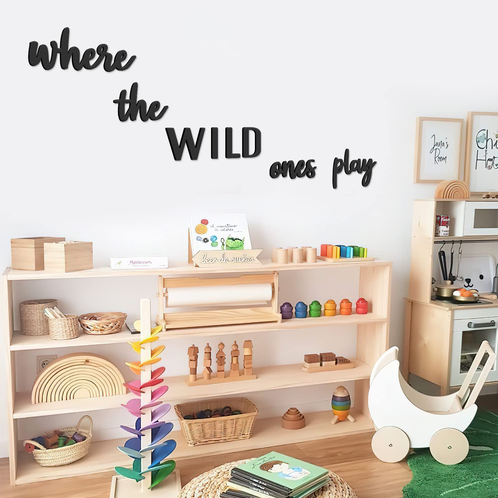 Xylolfsty Where the Wild Ones Play wall sign enables flexible wall layouts.