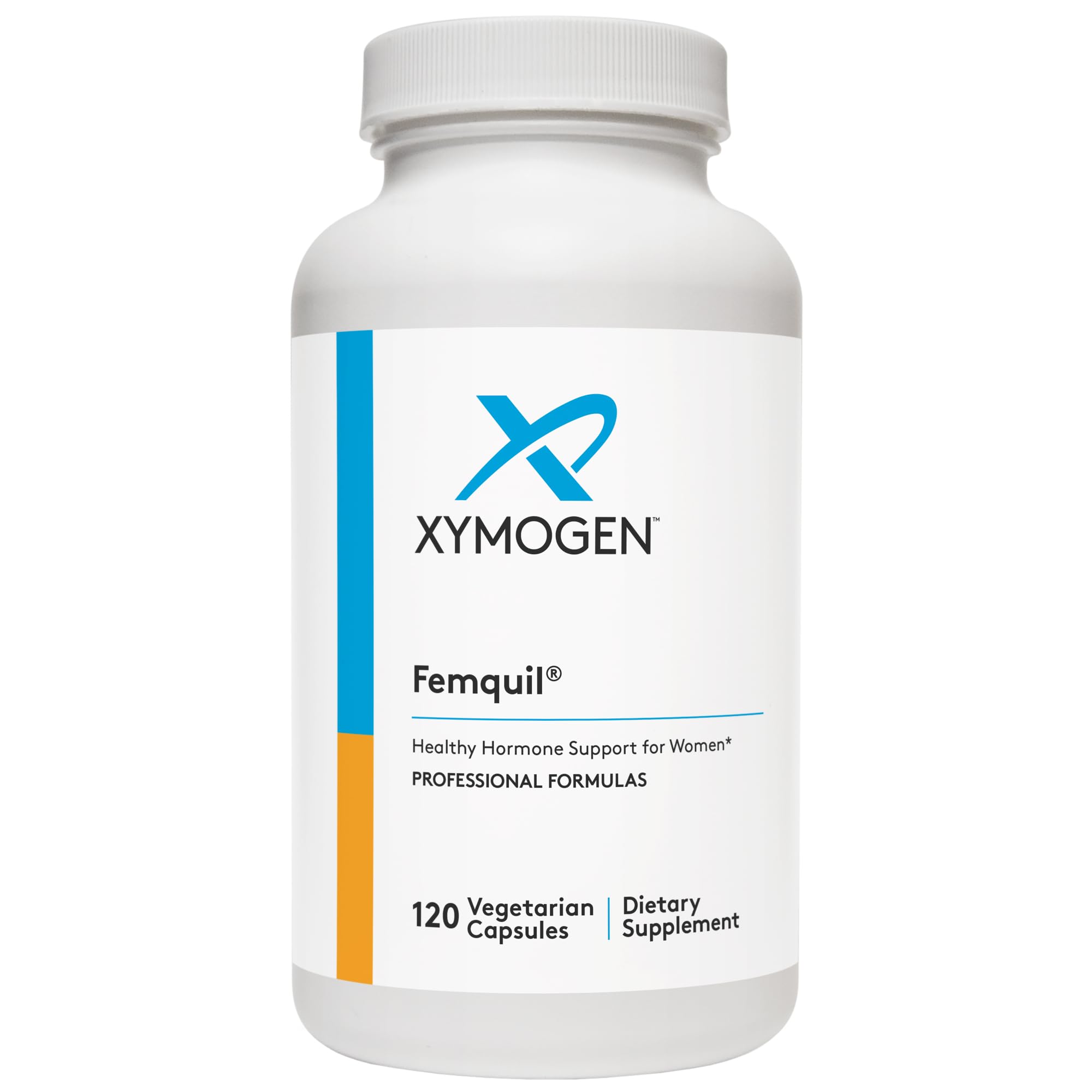 XYMOGEN Femquil bottle front showing label and dosage guidance for cycle support