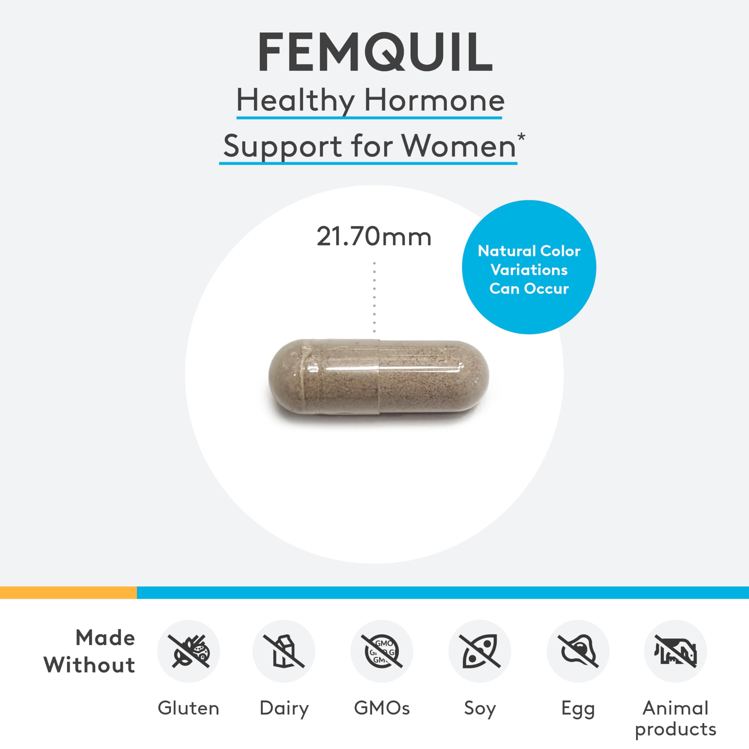 XYMOGEN Femquil bottle side view highlighting capsules for daily balance