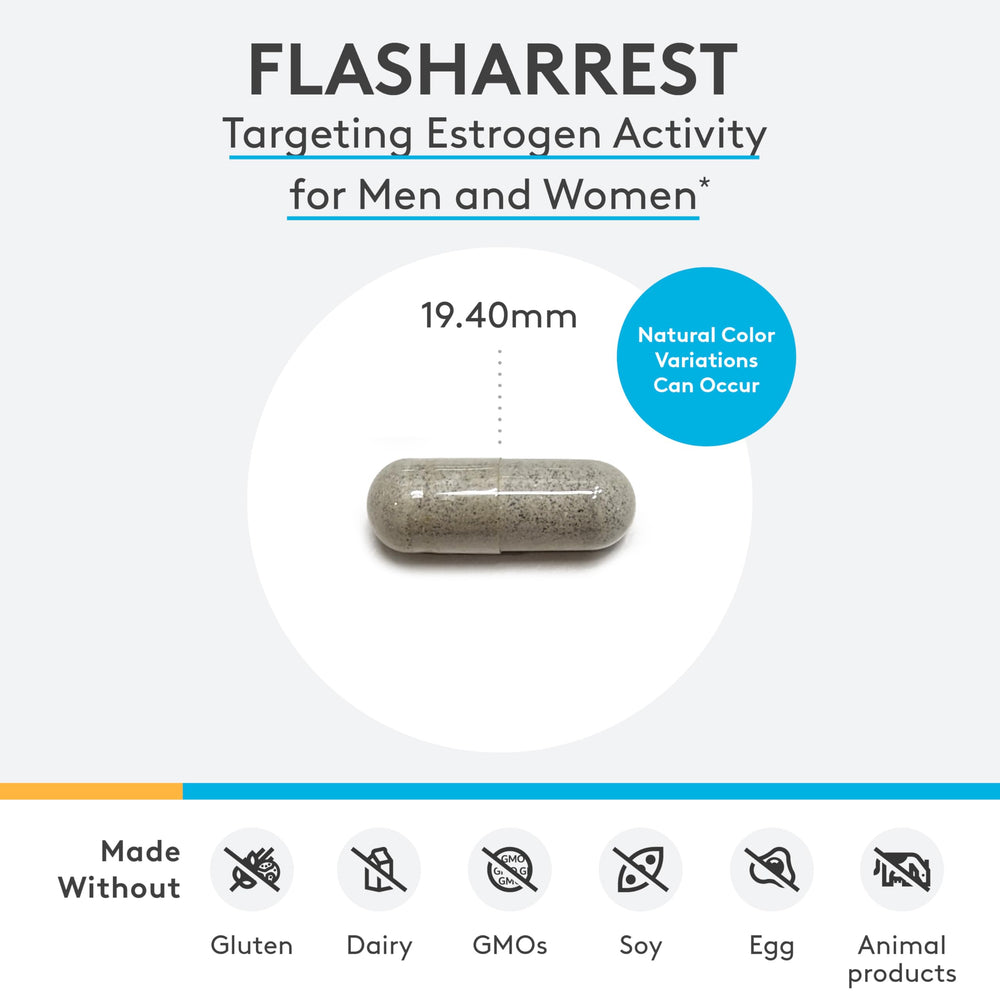 XYMOGEN FlashArrest capsules close-up with neutral coating for portability.