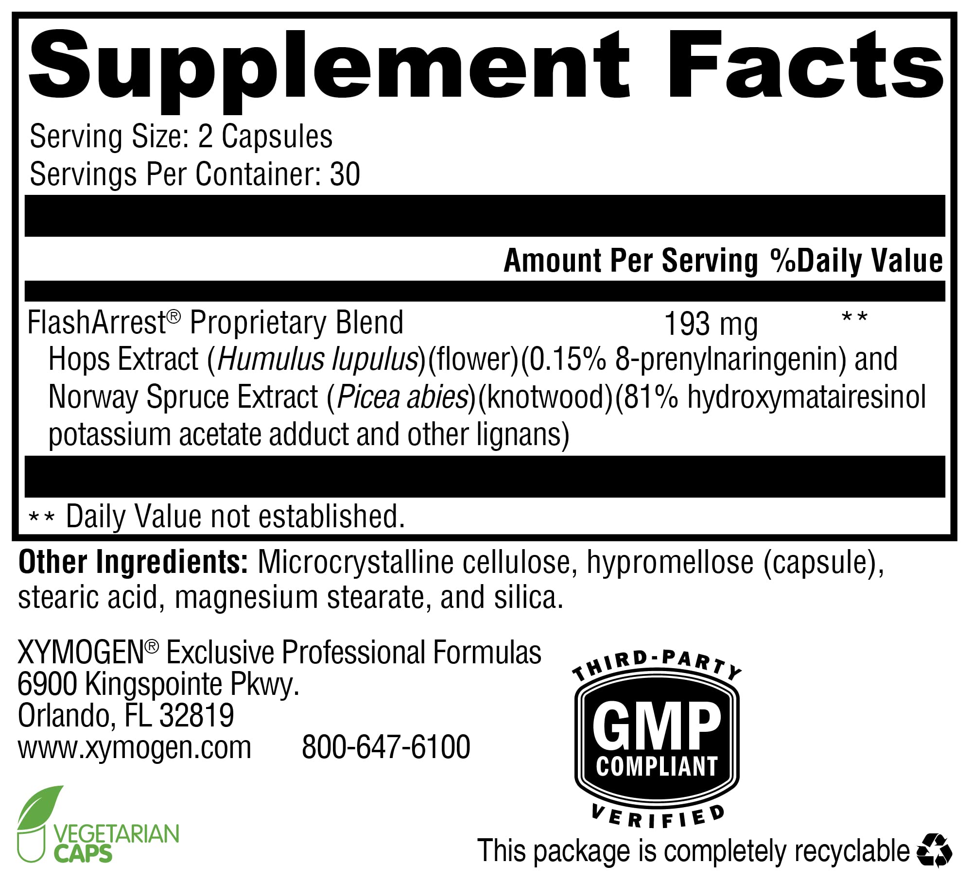 XYMOGEN FlashArrest supplement scene on a bedside table.