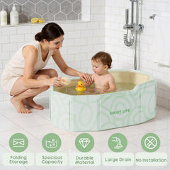 Xynzanic ergonomic backrest supports toddlers during bath time.