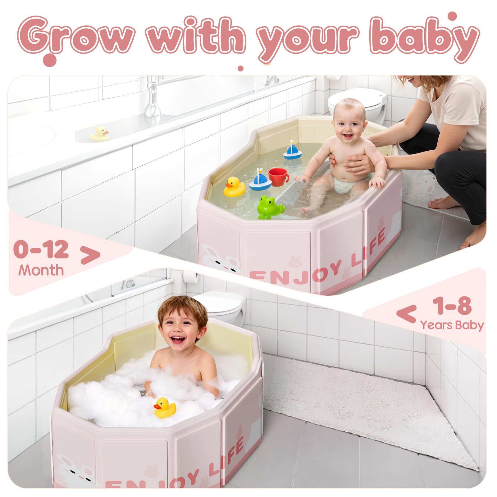 Xynzanic collapsible baby bath tub with non-slip legs for stability.