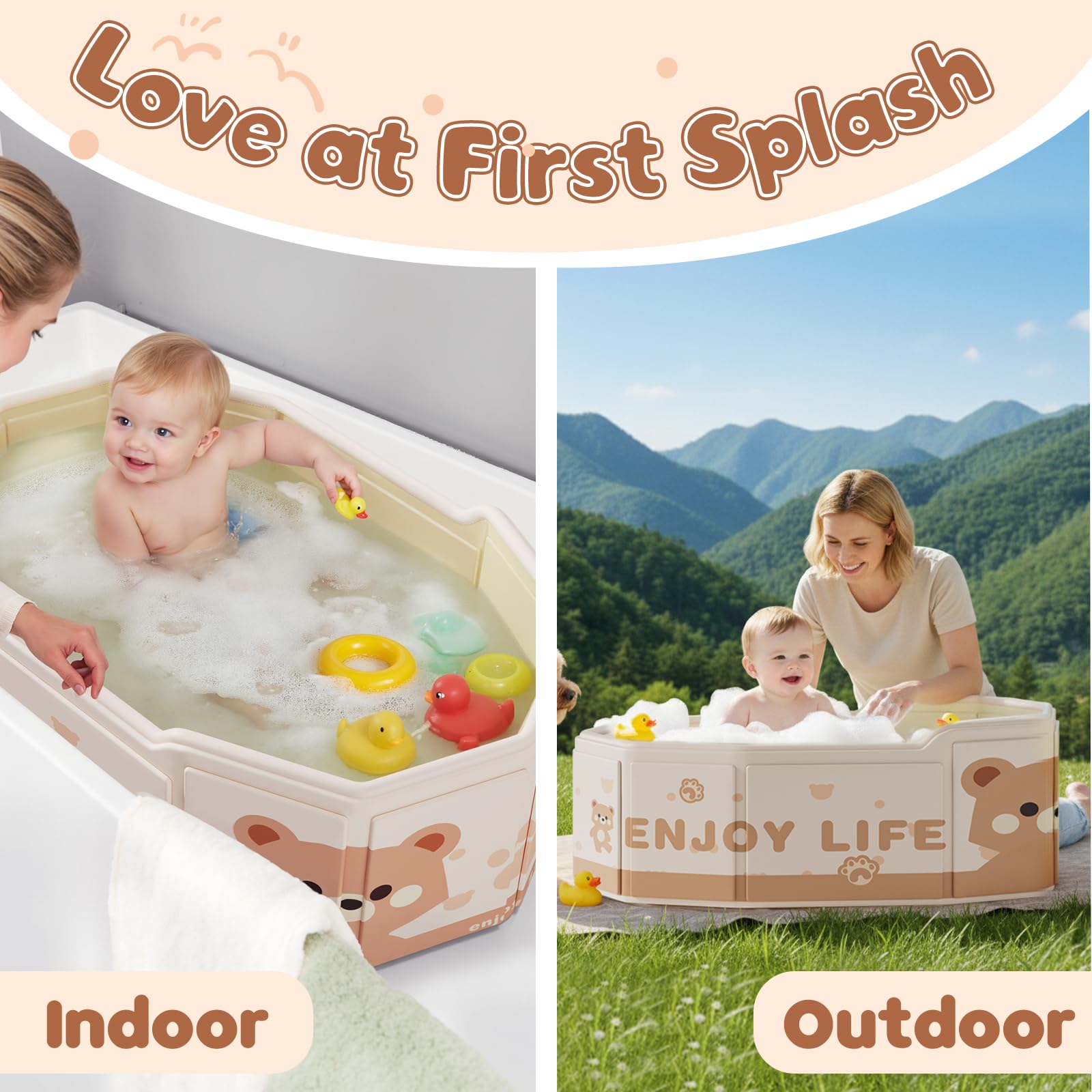 Xynzanic collapsible baby bathtub durable-plastic construction for long-lasting use