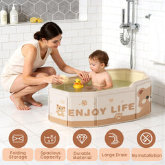 Xynzanic collapsible baby bathtub with ergonomic backrest supports comfortable bath sessions