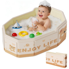 Xynzanic collapsible baby bathtub folded-compact demonstrates space-saving design ideal for small apartments