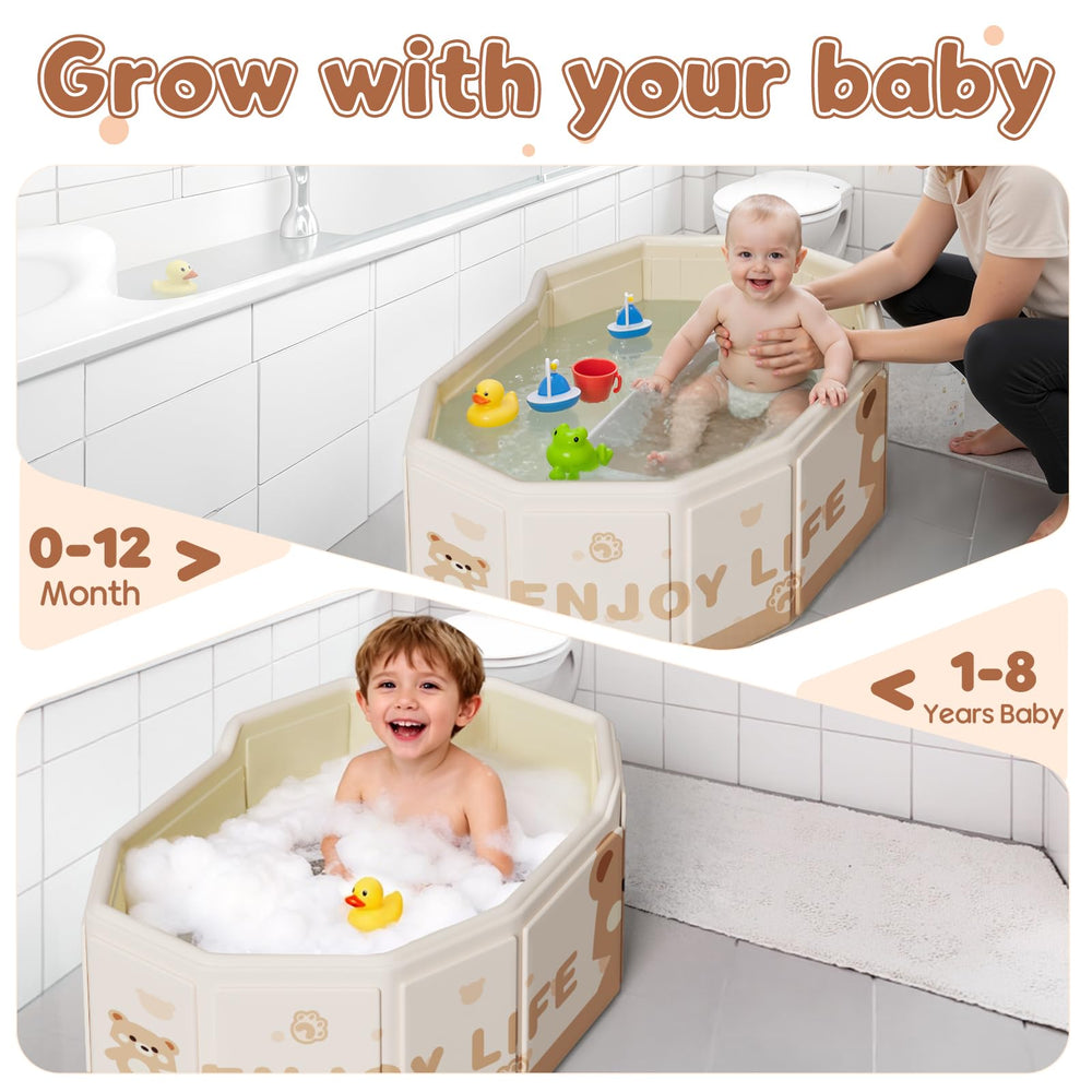 Xynzanic collapsible baby bathtub with non-slip legs ensures stability on bathroom surfaces