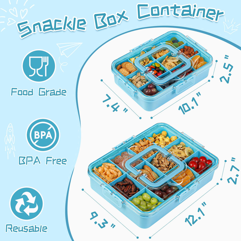 Xyptorix snack box container with adjustable dividers for flexible portions.