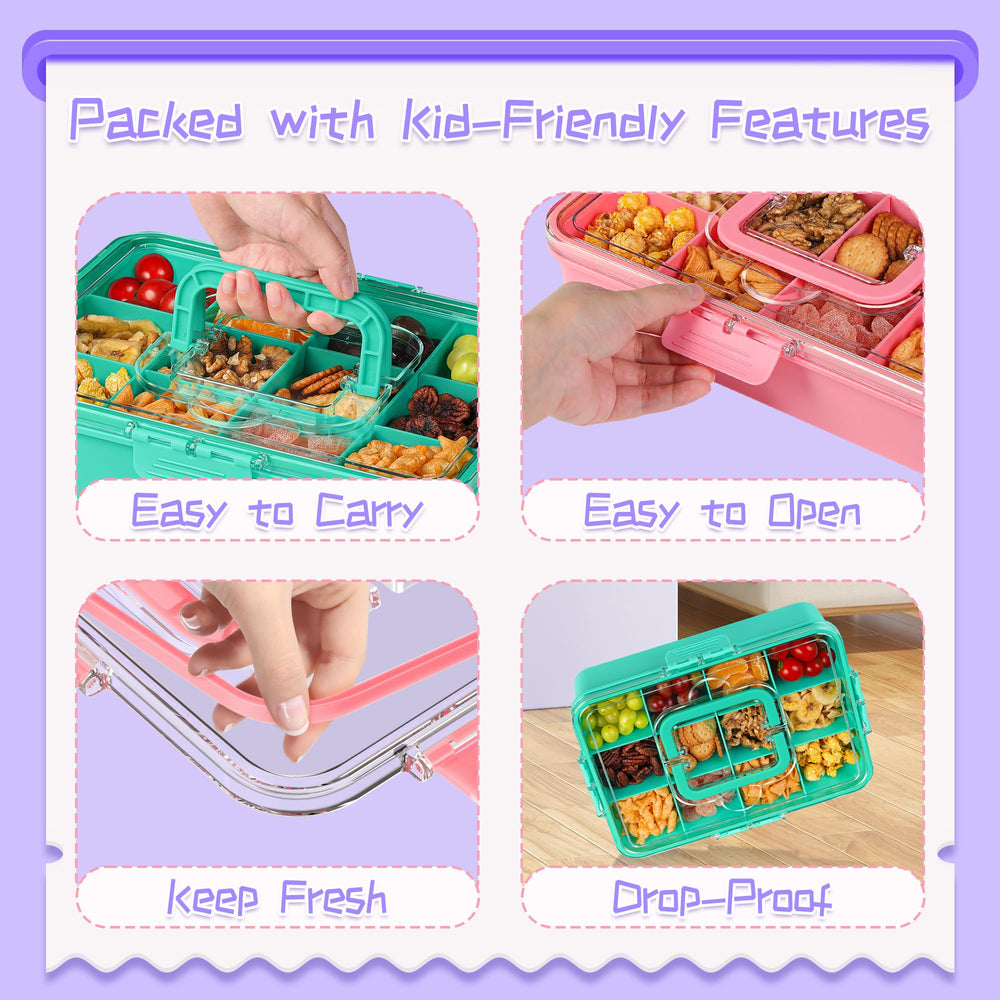 Portable handle and leak-tight seal for on-the-go meals.