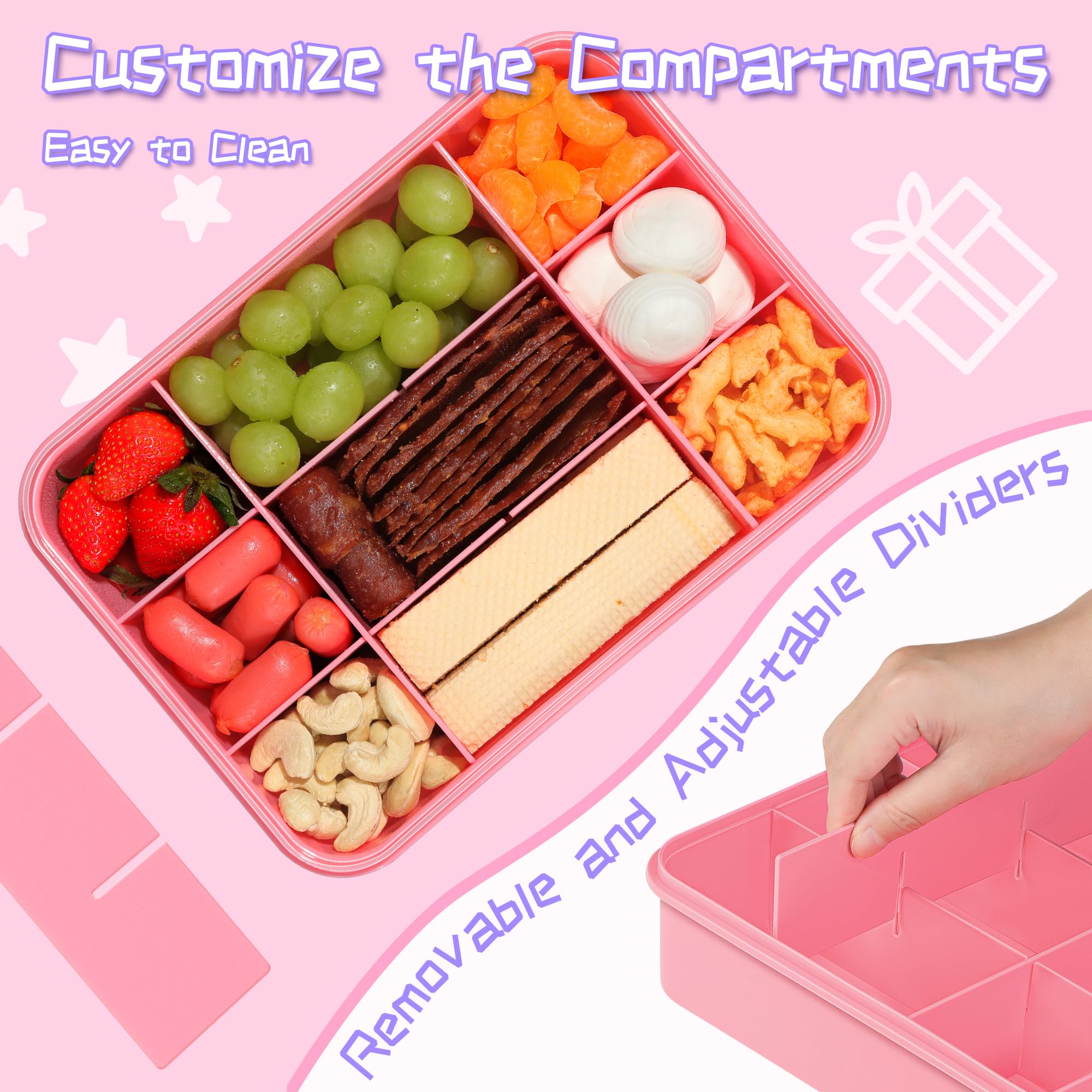 Xyptorix pink snack box with convenient handle for travel.